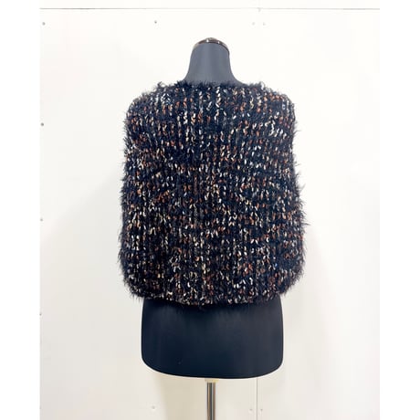 Mix pompon fur gilet