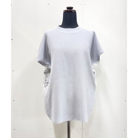 Side lace Polo Tee_Beige,Blue Gray