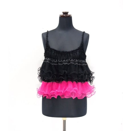 Ruffled Camisole <Black×White / Black×Violet>