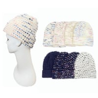 Mixed Pom-Pom Knit Beanie
