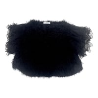 Mix pompon fur ruffle gilet < All black >