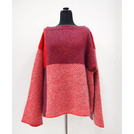 Color Combination knit _ Unisex < Red / Black >