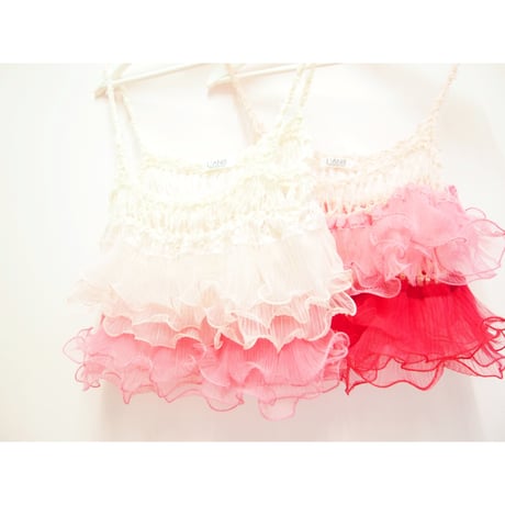 Ruffled Camisole  < baby pink/cherry pink> <red/cherry pink>