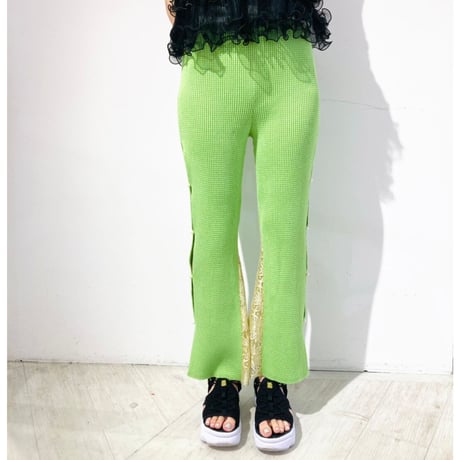 Glitter border leggings Pants _ side lace < 6 colors >