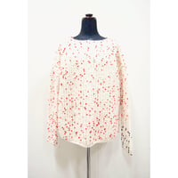 Pom Pon knit< WHITE×Red dots / WHITE×Red&Black dots  >