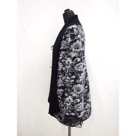 Flower knit _ Unisex  < Black L.gray >