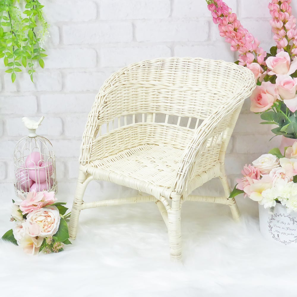 品番615-Single 白いラタンチェア 籐 1人用【かごのお店ラッセルSTORES