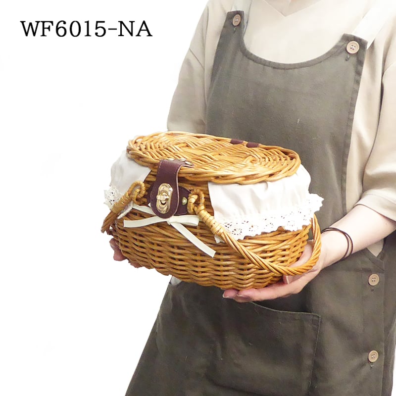新商品】 品番WF6015 布カバー付き籐かごバスケットSS 【かごの