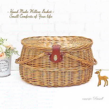 サエラヒスクローネ藤籠 サエラヒスクローネ藤籠 型番399BR 籐かごバスケット 収納ふた付きカゴ