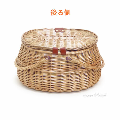 美品 カゴのお店ラッセル 内布付き ハンドル付き かごバスケット Lサイズ 品番800-S 内布付き ハンドル付き かごバスケット【かごのお店ラッセル