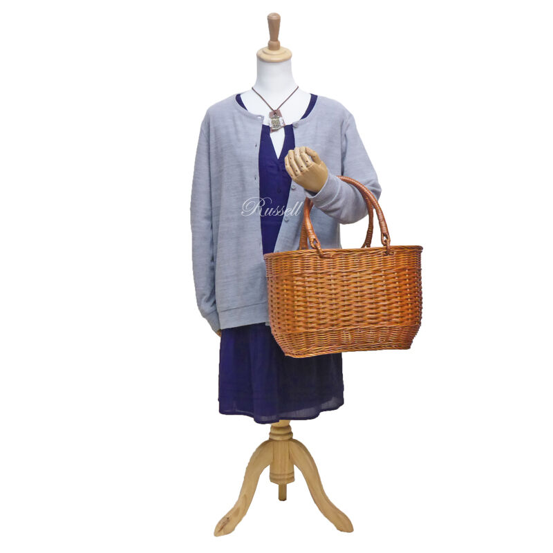 品番816 籐のかごバッグ 籐かご ハンドメイド ラタンバスケット【かご