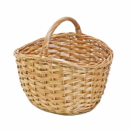 型番718（７１８） かごバスケット 小判一本手付き 収納整理バスケット 行楽ピクニックに 【かごのお店ラッセルSTORES】