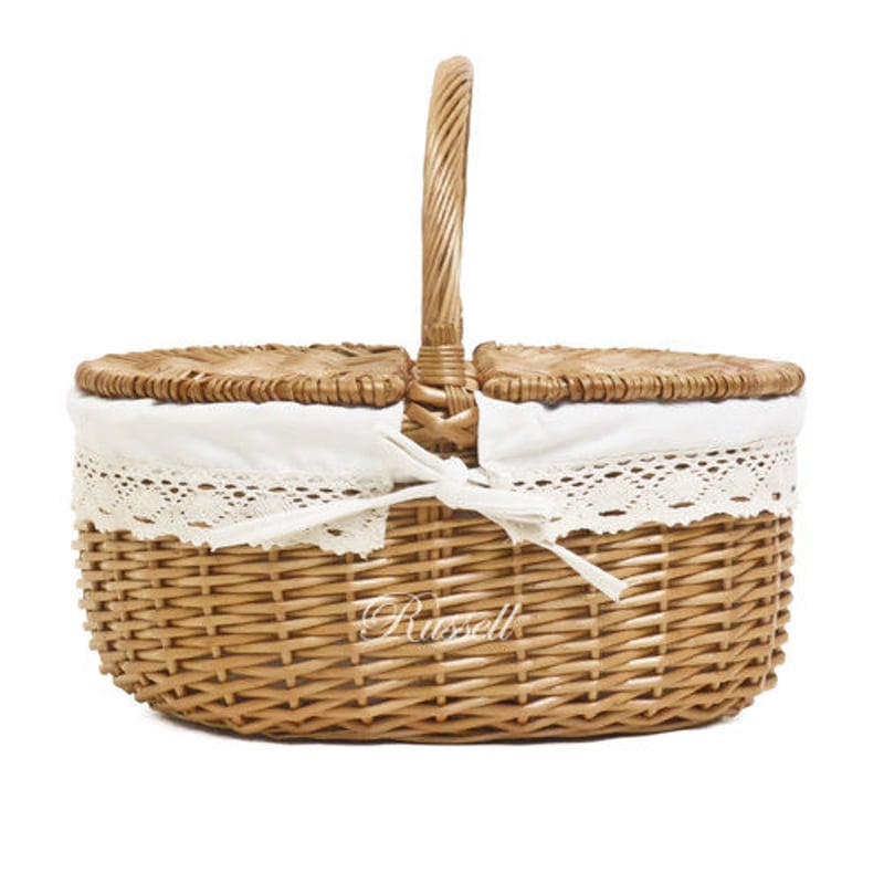 品番709 ふた付き 布付き かわいいピクニックバスケッ ト M