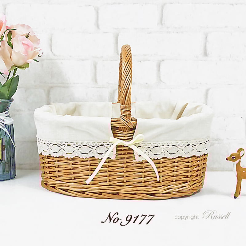 布バスケット フタ付きかご収納バスケット 縦長 長方形 M&L 2個セット内布：ライト