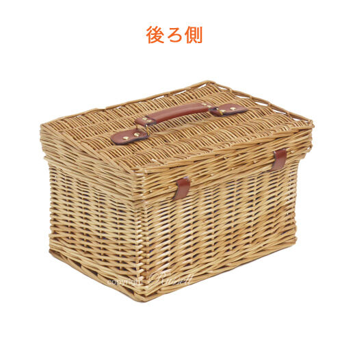 【かごのお店ラッセル】 手作り柳バスケット 45x28x23cm 布付き ハンドル付き 柳バスケット かご ピクニックバスケット【かごの