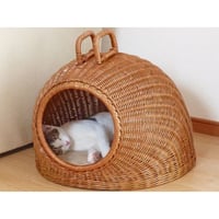 品番WF623-NA 籐かごピクニックバスケット ハンドル＆布付き 小型犬猫