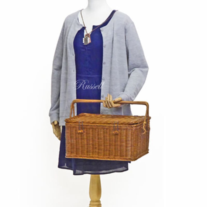 品番569 ふた付きハンドル付き籐かご ラタンバスケット ピクニック