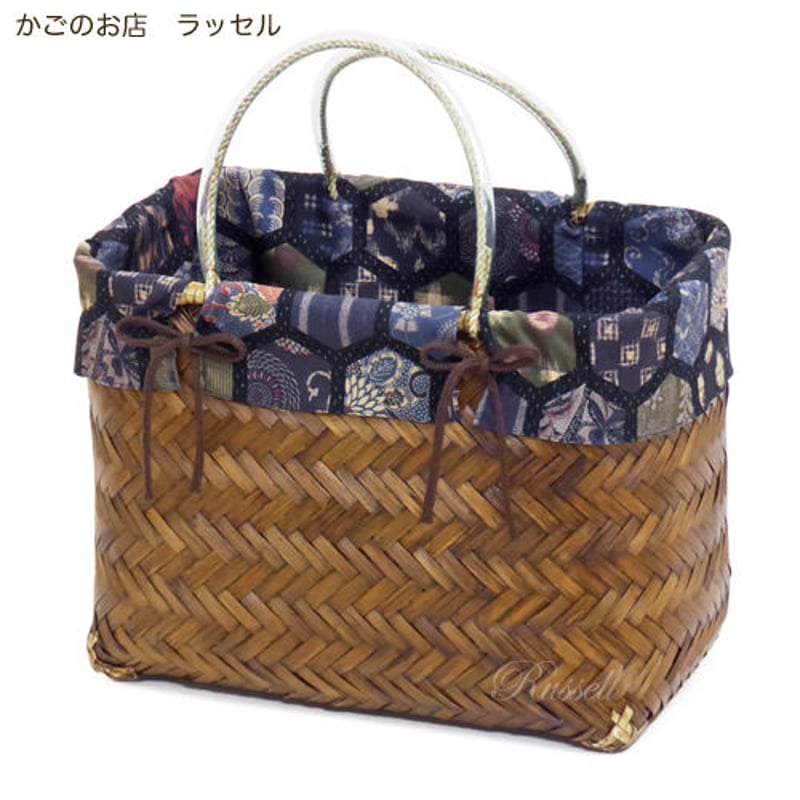 型番WF456D 布付き竹かご 和風柄 買い物エコバッグ 市場カゴ 型番WF456D 布付き竹かご 和風柄 買い物エコバッグ 市場カゴ