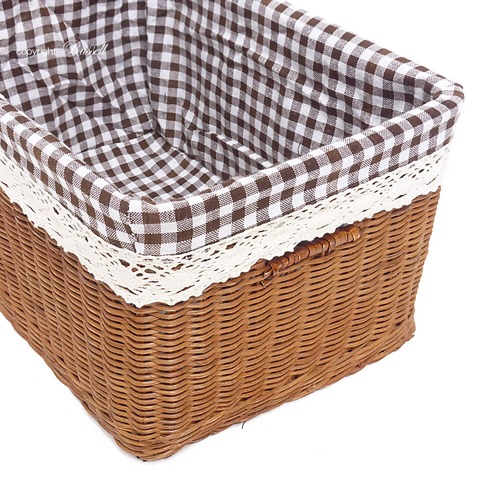 型番WF8002-BR 籐かごバスケット 布付 収納整理カゴ 子物入れ 店舗什器