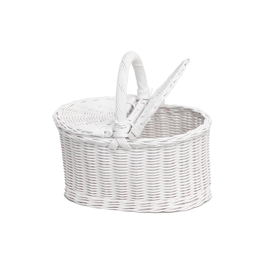 品番620 White paint 籐かごバスケット 【かごのお店ラッセル STORES