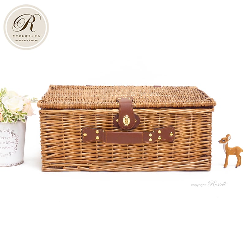 キャンピングバスケットセット等 ウィッカーピクニックバスケットセット（4人用）、大きな断熱