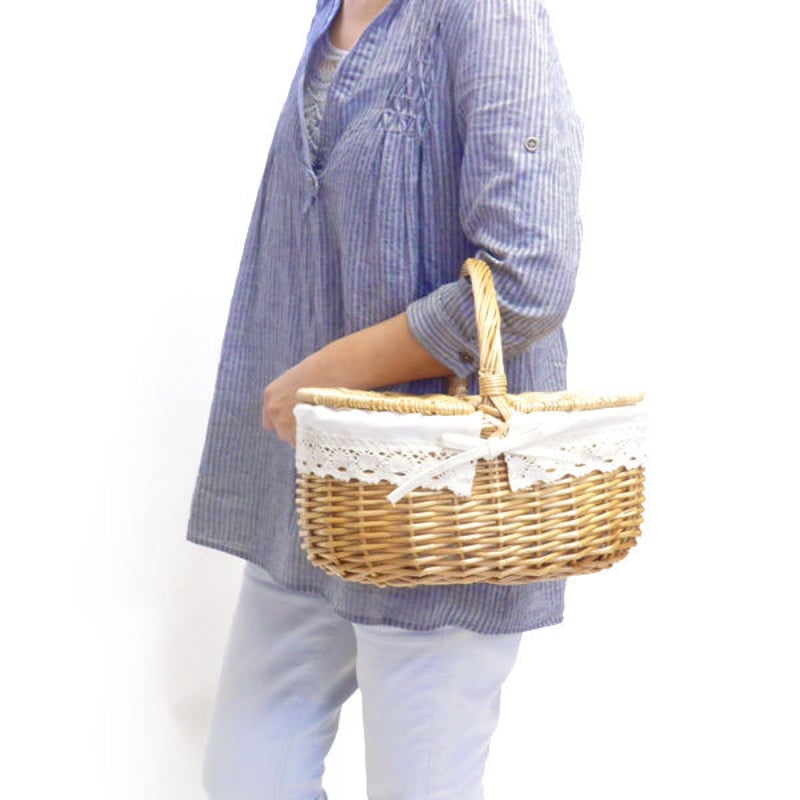 品番708 かごバスケット ピクニックバスケット 小物入れ 【かごのお店