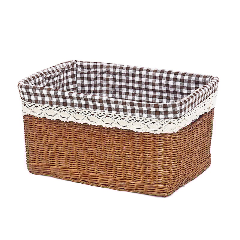型番WF8002-BR 籐かごバスケット 布付 収納整理カゴ 子物入れ 店舗什器