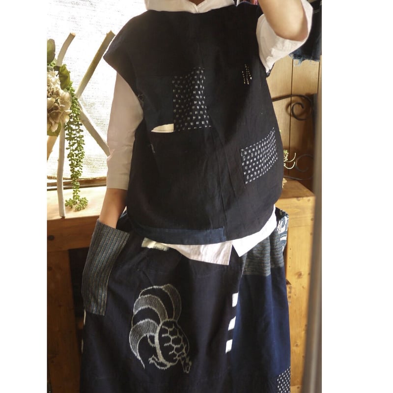 古布ベストとギャザースカートのセットアップ | お日柄洋裁店*littlepig