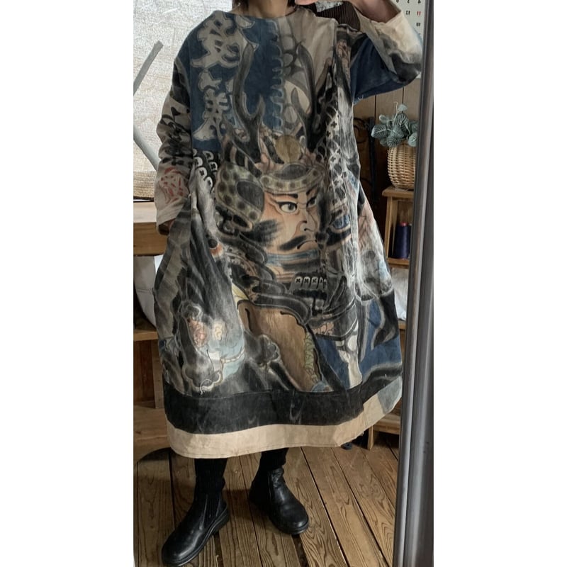幟旗柿渋染ワンピース | お日柄洋裁店*littlepig 幟旗柿渋染ワンピース | お日柄洋裁店*littlepig