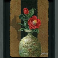 増本憲樹 陶彩画 [バードのある静物] ※送料・税込 | 葵画廊