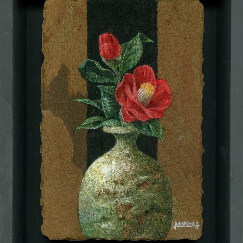 増本憲樹 陶彩画 [信楽の椿] ※送料・税込 | 葵画廊