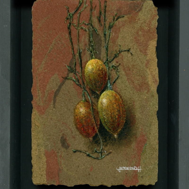 増本憲樹 陶彩画 [秋想（カラスウリ)] ※送料・税込 | 葵画廊