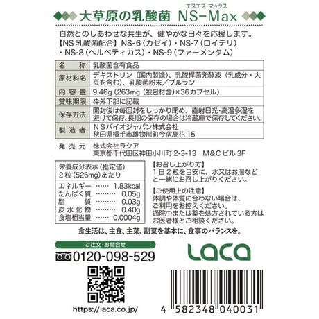 大草原の乳酸菌NS-Max（36粒）