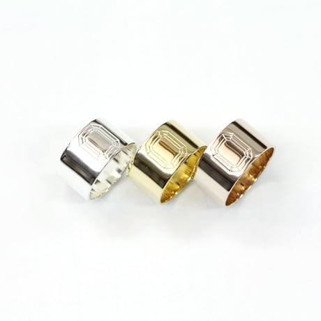CAV-R05-GOLD/Carve Emerald Flat Ring/カーブエメラルドフラットリング