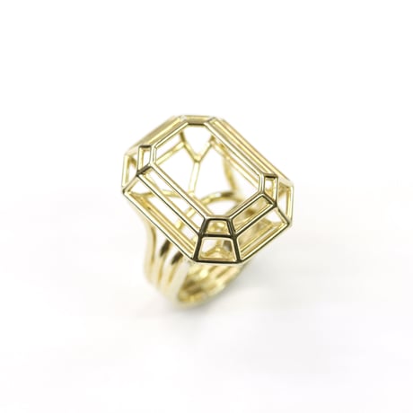 LIJ-R02M-GOLD/Line Emerald Ring/ラインエメラルドリング