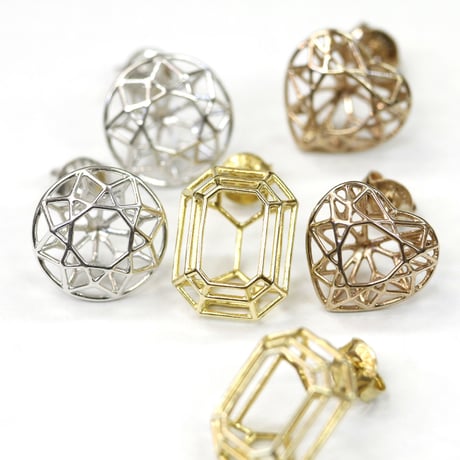 LIJ-E02S-GOLD/Line Emerald Pierce/ラインエメラルドピアス