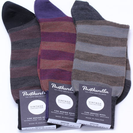 Pantherella / Birdseye Stripe / Fine Merino Wool Socks