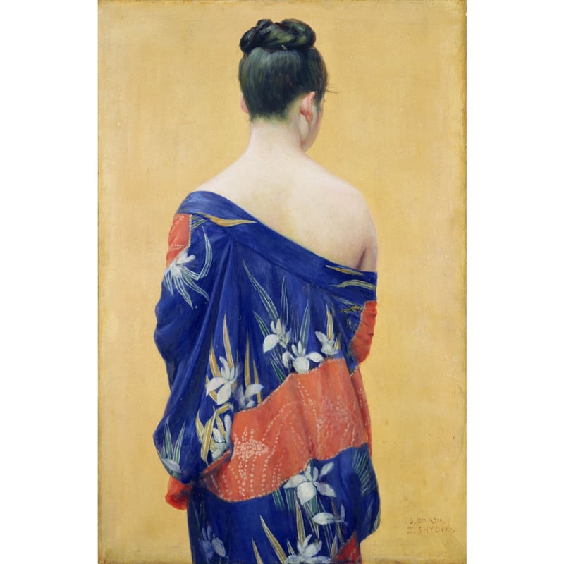 岡田三郎助、【紅葉狩】、新品高級額 額装付、年代物・希少画集画 岡田三郎助、【紅葉狩】、新品高級額 額装付、年代物・希少画集