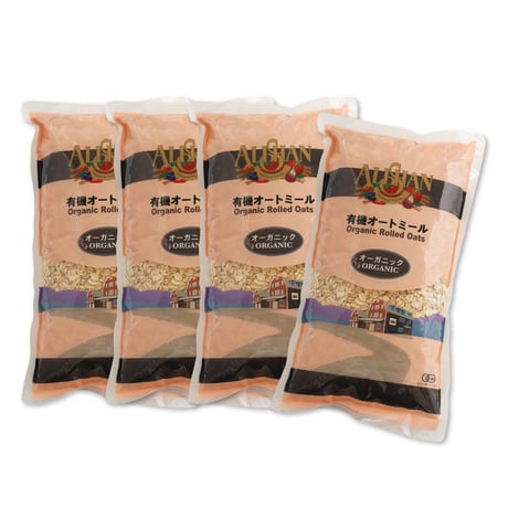 【４ｋｇ 送料無料】ALISHAN アリサン オーガニック 有機オートミール 1kg  4パック 約80食 押し麦 オーツ麦 レンジ 簡単 スイーツ作り 無添加 スーパーフード【日時指定 代引き不可】