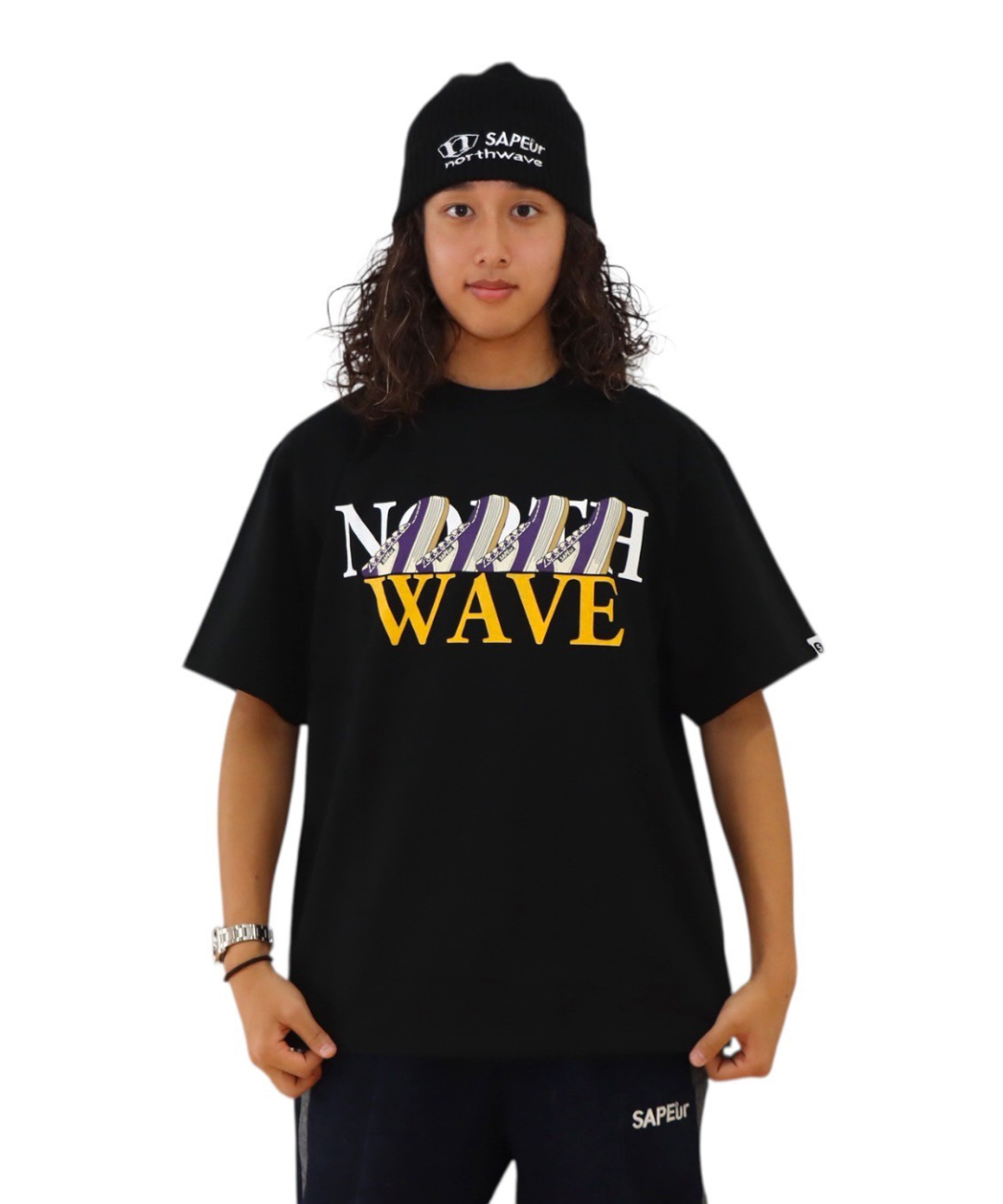 A0026-043】□NORTHWAVE×SAPEUR WAVE□S/S TEE□パープル/