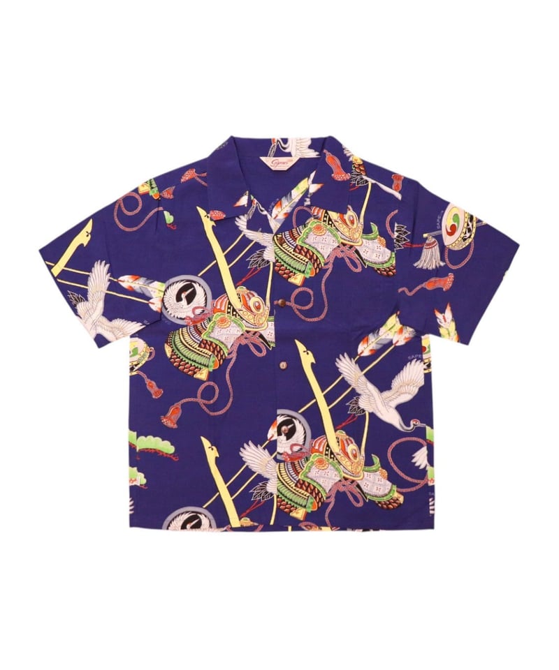 A0025-331】□ハワイ州公認□ハワイアンシャツ【鶴兜】□S/S