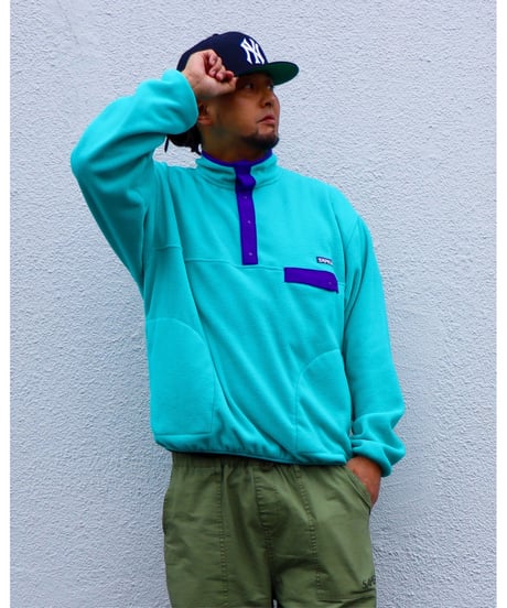 【A0026-001】■PULLOVER FLEECE JACKET■エメラルドグリーン