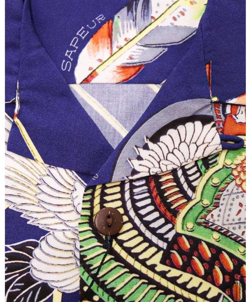 A0025-331】□ハワイ州公認□ハワイアンシャツ【鶴兜】□S/S