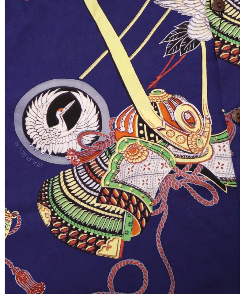 A0025-331】□ハワイ州公認□ハワイアンシャツ【鶴兜】□S/S