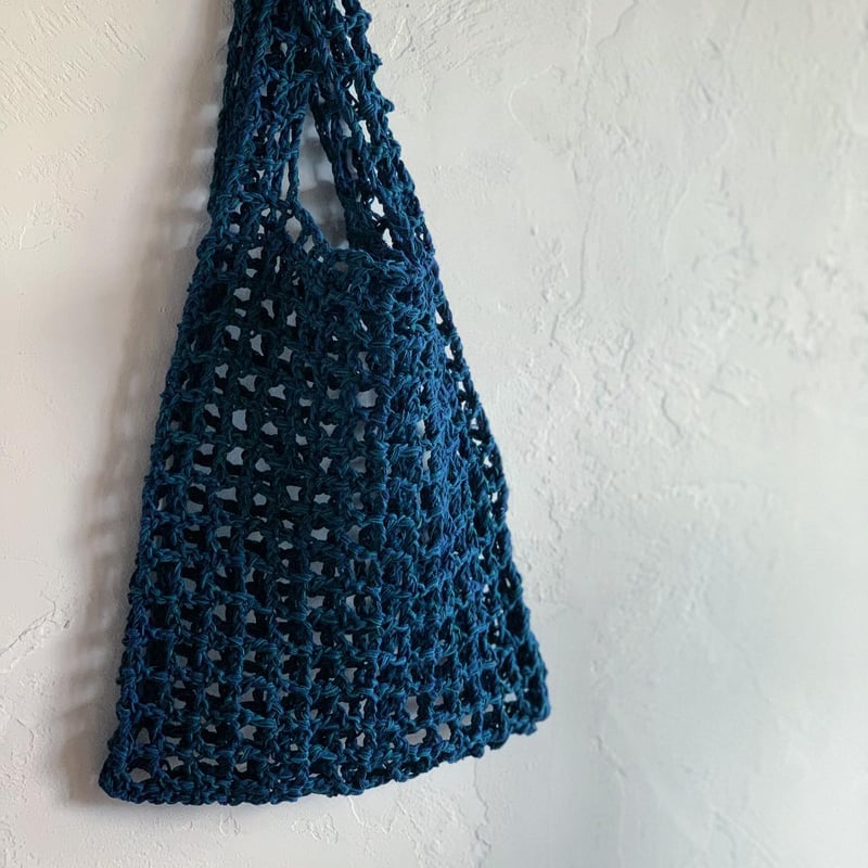 送料込み ラダーテープで編むグリッド模様のメッシュバッグ -印刷済み