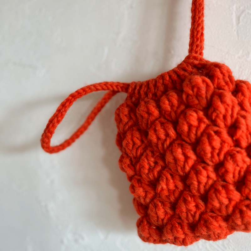 送料込みウールロービングで編むラージバブルきんちゃく -印刷済み編み