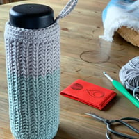 送料込み メリヤス細編みリブ模様のボトルホルダー -印刷済み編み図