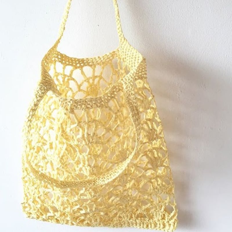 送料込み ペーパーラフィアの透かし編みバッグ -印刷済み編み図のみ