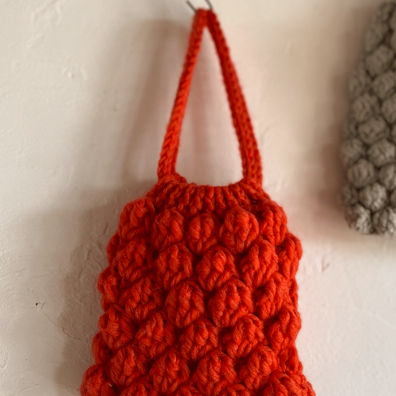 ウールロービングで編むラージバブルきんちゃく-編み図データのみ