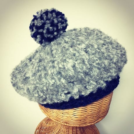 送料込み 10段で完成 ループアルパカで編むふわふわベレー帽 -印刷済み編み図のみ-